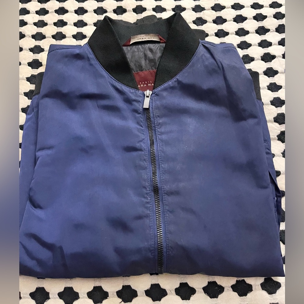 Zara Men's Navy Lightweight Bomber Jacket